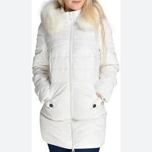Valuker Off White Insulated Down Fur Hood Parka Puffer Jacket
